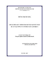 Luận văn thạc sĩ chuẩn hóa quy trình thanh toán quyết toán dự Án tại công ty cổ phần xây lắp Điện 1