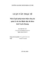 Luận văn thạc sĩ một số giải pháp hoàn thiện công tác quản lý chi cho bệnh viện Đa khoa tỉnh tuyên quang