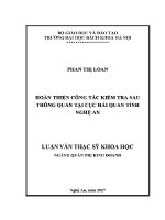 Luận văn thạc sĩ hoàn thiện công tác kiểm tra sau thông quan tại cục hải quan tỉnh nghệ an