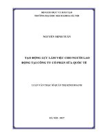 Luận văn thạc sĩ tạo Động lực lao Động tại công ty cổ phần sữa quốc tế