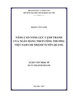 Luận văn thạc sĩ nâng cao năng lực cạnh tranh của ngân hàng tmcp công thương việt nam chi nhánh tuyên quang