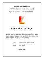 Luận văn thạc sĩ một số giải pháp về marketing dịch vụ nhằm nâng cao chất lượng dịch vụ vận tải hành khách tại công ty cổ phần vận tải Ôtô nam Định