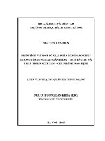 Luận văn thạc sĩ phân tích và một số giải pháp nâng cao chất lượng tín dụng tại ngân hàng tmcp Đầu tư và phát triển việt nam chi nhánhnam Định