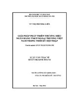 Luận văn thạc sĩ giải pháp phát triển thương hiệu ngân hàng tmcp ngoại thương việt nam trong thời kỳ hội nhập