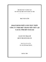 Luận văn thạc sĩ hoạch Định chiến lược phát triển công ty tnhh một thành viên thủy lợi nam hà tĩnh Đến năm 2020