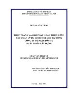 Luận văn thạc sĩ thực trạng và giải pháp hoàn thiện công tác quản lý dự Án Đô thị mới tại tổng công ty cổ phần Đầu tư phát triển xây dựng