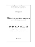 Luận văn thạc sĩ giải pháp nâng cao hiệu quả sản xuất kinh doanh của công ty cổ phần dược phẩm nam hà