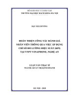 Luận văn thạc sĩ hoàn thiện công tác Đánh giá nhân viên thông qua việc Áp dụng chỉ số Đo lường hiệu suất kpi tại vnpt vinaphone nghệ an