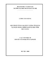 Luận văn thạc sĩ giải pháp nâng cao chất lượng tín dụng tại ngân hàng chính sách xã hội tỉnh bắc giang