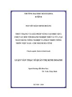 Luận văn thạc sĩ thực trạng và giải pháp nâng cao hiệu quả cho vay Đối với doanh nghiệp nhỏ và vừa tại ngân hàng nông nghiệp và phát triển nông thôn việt nam chi nhánh hà tĩnh