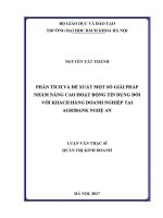 Luận văn thạc sĩ phân tích và Đề xuất một số giải pháp nhằm nâng cao hoạt Động tín dụng Đối với khách hàng doanh nghiệp tại agribank nghệ an