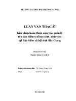 Luận văn thạc sĩ giải pháp hoàn thiện công tác quản lý thu bảo hiểm y tế học sinh sinh viên tại bảo hiểm xã hội tỉnh bắc giang
