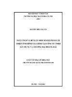 Luận văn thạc sĩ phân tích và Đè xuất một số giải pháp cải thiện tình hình tài chính tại công ty tnhh xây dựng và thương mại khánh hòa