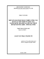 Luận văn thạc sĩ một số giải pháp hoàn thiện công tác quản lý thu thuế từ khu vực ngoài quốc doanh tại chi cục thuế huyện hương khê tỉnh hà tĩnh