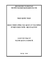 Luận văn thạc sĩ hoàn thiện công tác quản lý tài chính Ở viện chăn nuôi bộ nông nghiệp và phát triển nông thôn