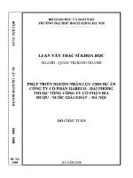 Luận văn thạc sĩ phát triển nguồn nhân lực cho dự Án xây dựng công ty cổ phần habeco hải phòng thuộc tổng công ty cổ phần bia rượu nước giải khát hà nội