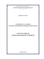 Luận văn thạc sĩ tạo Động lực lao Động tại cơ quan bảo hiểm xã hội quận hoàng mai