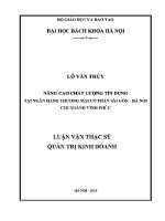 Luận văn thạc sĩ nâng cao chất lượng tín dụng tại ngân hàng thương mại cổ phần sài gòn hà nội chi nhánh vĩnh phúc