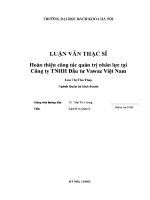 Luận văn thạc sĩ hoàn thiện công tác quản trị nhân lực tại công ty tnhh Đầu tư vawaz việt nam
