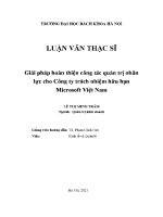 Luận văn thạc sĩ giải pháp hòan thiện công tác quản trị nhân lực cho công ty trách nhiệm hữu hạn microsoft việt nam