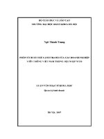 Luận văn thạc sĩ phân tích xu thế cạnh tranh của các doanh nghiệp viễn thông việt nam trong hội nhập wto