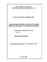 Luận văn thạc sĩ hoạch Định chiến lược phát triển trường Đại học tây Đô Đến năm 2020