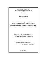 Luận văn thạc sĩ kiến nghị giải pháp tăng cường quản lý vốn fdi tại thành phố hà nội