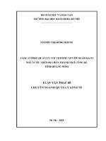Luận văn thạc sĩ tăng cường quản lý chi thường xuyên ngân sách nhà nước trên Địa bàn thành phố uông bí tỉnh quảng ninh