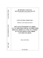 Luận văn thạc sĩ phân tích tình hình tài chính và các biện pháp nhằm cải thiện tình hình tài chính của công ty cổ phần tư vấn xây dựng công trình vật liệu xây dựng