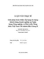 Luận văn thạc sĩ giải pháp hoàn thiện xếp hạng tín dụng khách hàng doanh nghiệp tại ngân hàng nông nghiệp và phát triển nông thôn việt nam chi nhánh bắc giang