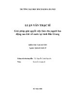 Luận văn thạc sĩ giải pháp giải quyết việc làm cho người lao Động sau khi về nước tại tỉnh bắc giang
