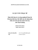 Luận văn thạc sĩ phát triển hợp tác xã nông nghiệp Để thực thi chương trình mục tiêu quốc gia xây dựng nông thôn mới trên Địa bàn huyện yên sơn tỉnh tuyên quang