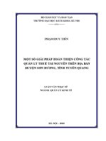 Luận văn thạc sĩ một số giải pháp hoàn thiện công tác quản lý thuế tài nguyên trên Địa bàn huyện sơn dương tỉnh tuyên quang