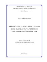 Luận văn thạc sĩ phát triển tín dụng cá nhân tại ngân hàng tmcp Đầu tư và phát triển việt nam chi nhánh thành vinh