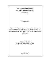 Luận văn thạc sĩ hoàn thiện công tác quản lý tín dụng Đầu tư tại ngân hàng phát triển việt nam chi nhánh nghệ an