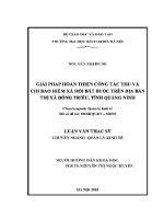 Luận văn thạc sĩ giải pháp hoàn thiện công tác thu và chi bảo hiểm xã hội bắt buộc trên Địa bàn thị xã Đông triều tỉnh quảng ninh