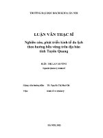 Luận văn thạc sĩ nghiên cứu  phát triển kinh tế du lịch theo hướng bền vững trên Địa bàn tỉnh tuyên quang