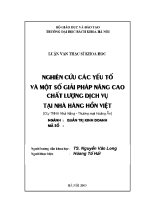 Luận văn thạc sĩ nghiên cứu các yếu tố và một số giải pháp nâng cao chất lượng dịch vụ tại nhà hàng hồn việt