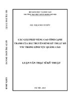 Luận văn thạc sĩ các giải pháp nâng cao tính cạnh tranh của Đài truyền hình kĩ thuật số vtc trong lĩnh vực quảng cáo