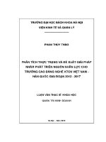 Luận văn thạc sĩ phân tích thực trạng và Đề xuất giải pháp nhằm phát triển nguồn nhân lực cho trường cao Đẳng nghề ktcn việt nam hàn quốc giai Đoạn 2012 2017