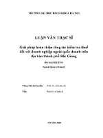 Luận văn thạc sĩ giải pháp hoàn thiện công tác kiểm tra thuế Đối với doanh nghiệp ngoài quốc doanh trên Địa bàn thành phố bắc giang