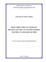 Luận văn thạc sĩ hoàn thiện công tác Đánh giá kết quả làm việc của người lao Động tịa công ty xăng dầu hà tĩnh