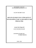 Luận văn thạc sĩ một số giải pháp tăng cường quản lý thu bảo hiểm xã hội tại bảo hiểm xã hội tỉnh hà tĩnh