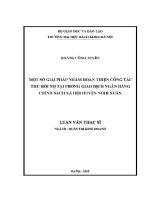 Luận văn thạc sĩ một số giải pháp nhằm hoàn thiện công tác thu hồi nợ tại phòng giao dịch ngân hàng chính sách xã hội huyện nghi xuân