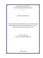 Luận văn thạc sĩ các giải pháp hoàn thiện công tác quản trị quan hệ khách hàng cá nhân tại ngân hàng Đầu tư và phát triển việt nam chi nhánh thành vinh