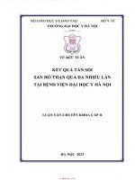 Kết quả tán sỏi san hô thận qua da nhiều lần tại bv Đại học y hà nội