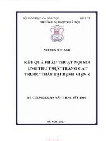 Kết quả phẫu thuật nội soi ung thư trực tràng cắt trước thấp tại bệnh viện k