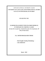 04051001920 learner engagement with teacher feedback in tertiary efl writing classes = sự tham kết của người học với phản hồi của giáo viên trong lớp học viết tiếng anh bậc Đại học