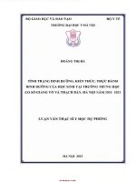 Tình trạng dinh dưỡng kiến thức thực hành dinh dưỡng của học sinh tại trường thcs giảng võ và thạch bàn hà nội năm 2021 2022