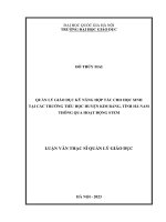 05050005220 quản lý giáo dục kỹ năng hợp tác cho học sinh tại các trường tiểu học huyện kim bảng, tỉnh hà nam thông qua hoạt Động stem